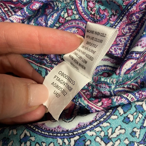 Vintage Appleseed’s Women's Paisley Button-Up Shirt Size 8P Purple Teal Retro - Picture 8 of 15